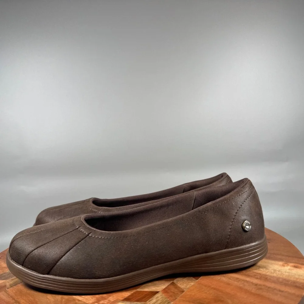 Skechers On-The-Go Brown Slip On Ballet Flats Goga Mat Womens 7.5 136273 CHOC